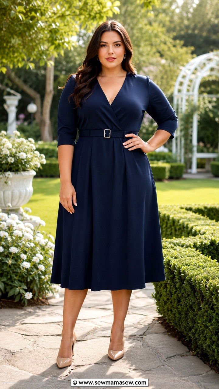 Plus Size Belted Midi Dress Photoshoot Outfit - 30 Plus size photoshoot outfit ideas
