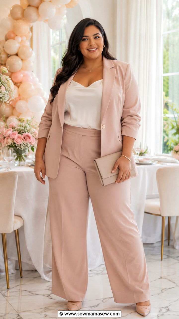 Plus Size Blazer Trousers Baby Shower Outfit - 30 plus size baby shower outfit ideas