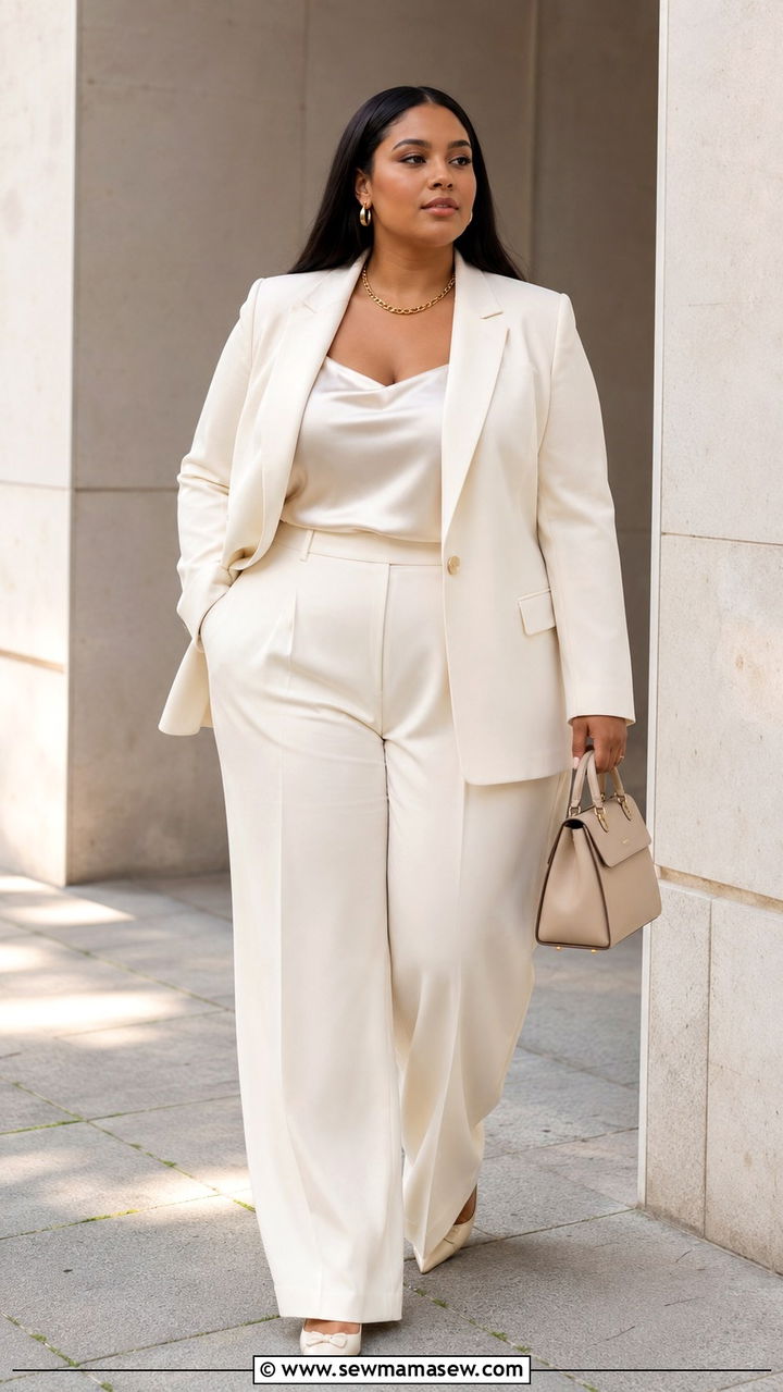 Plus Size Blazer and Trousers Graduation Outfit - 30 Plus size graduation outfit ideas