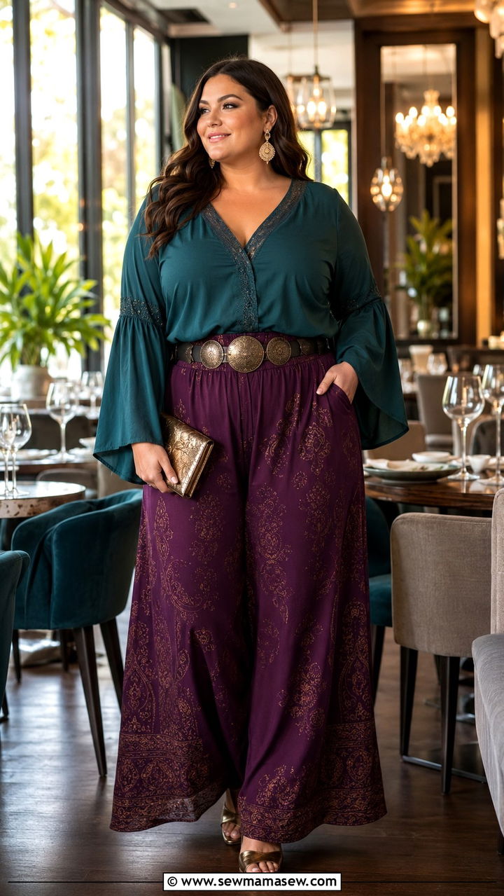 Plus Size Boho Palazzo Pants Outfit - 30 Boho outfits plus size