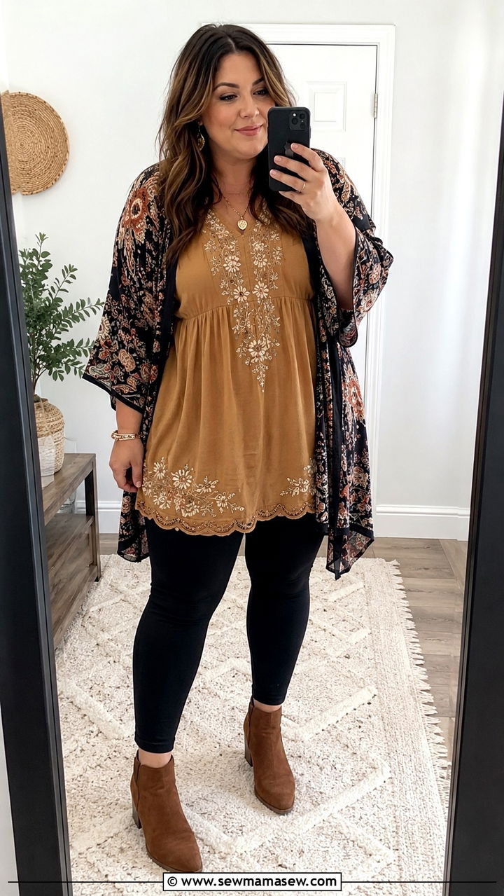 Plus Size Boho Tunic and Leggings Outfit - 30 Boho outfits plus size