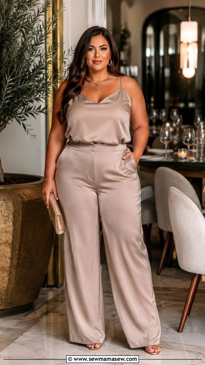 Plus Size Cami And Wide Leg Pants Size 26 - 25 Plus size outfit ideas size 26