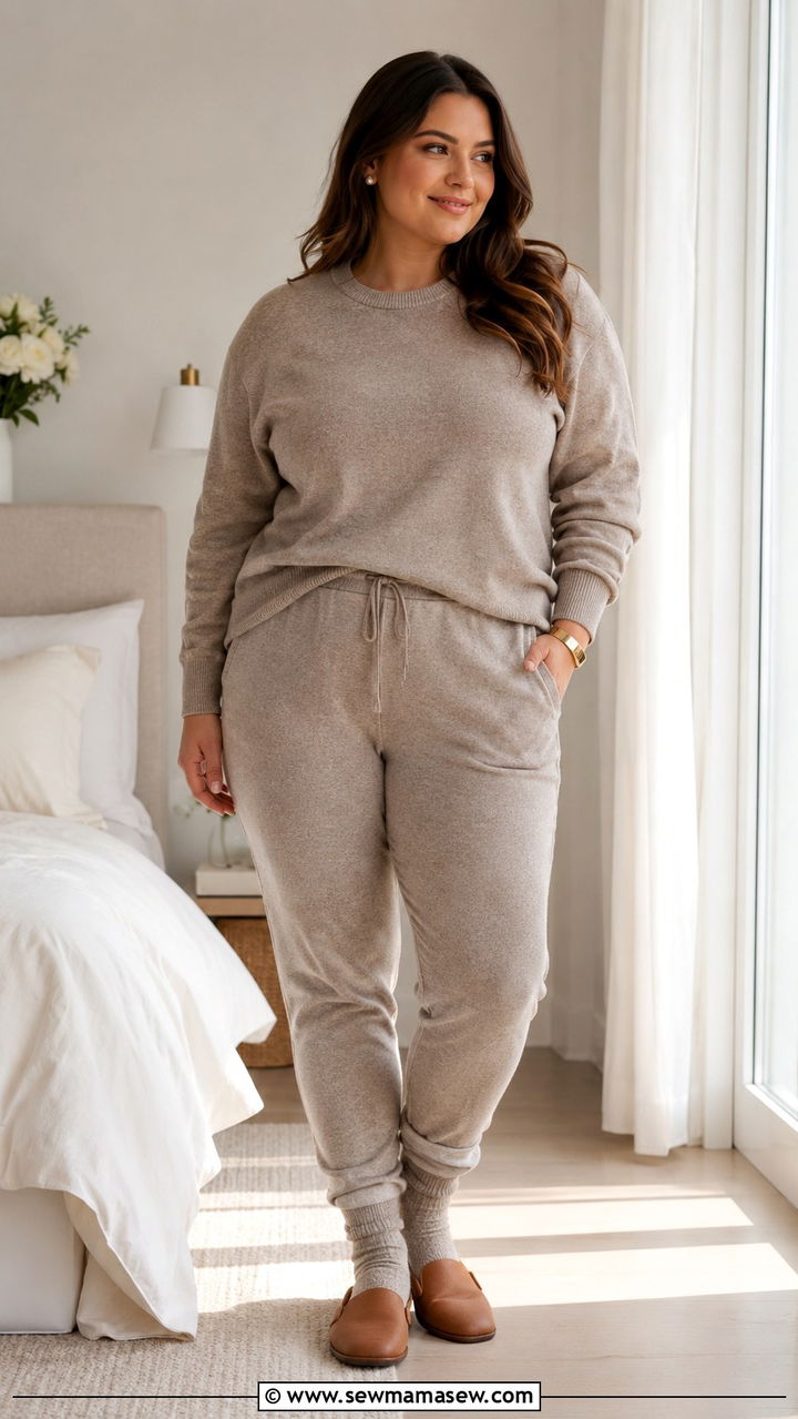 Plus Size Cashmere Jogger Set - 30 Plus size loungewear outfits