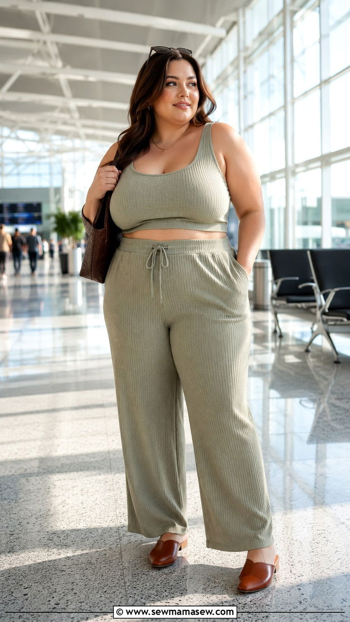 Plus Size Coordinated Knit Set and Mules Outfit - 20 Plus size outfit ideas size 12