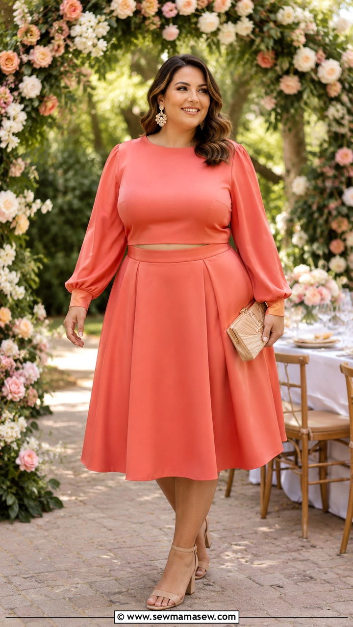 Plus Size Coordinated Two Piece Set - 30 Plus size modest outfit ideas