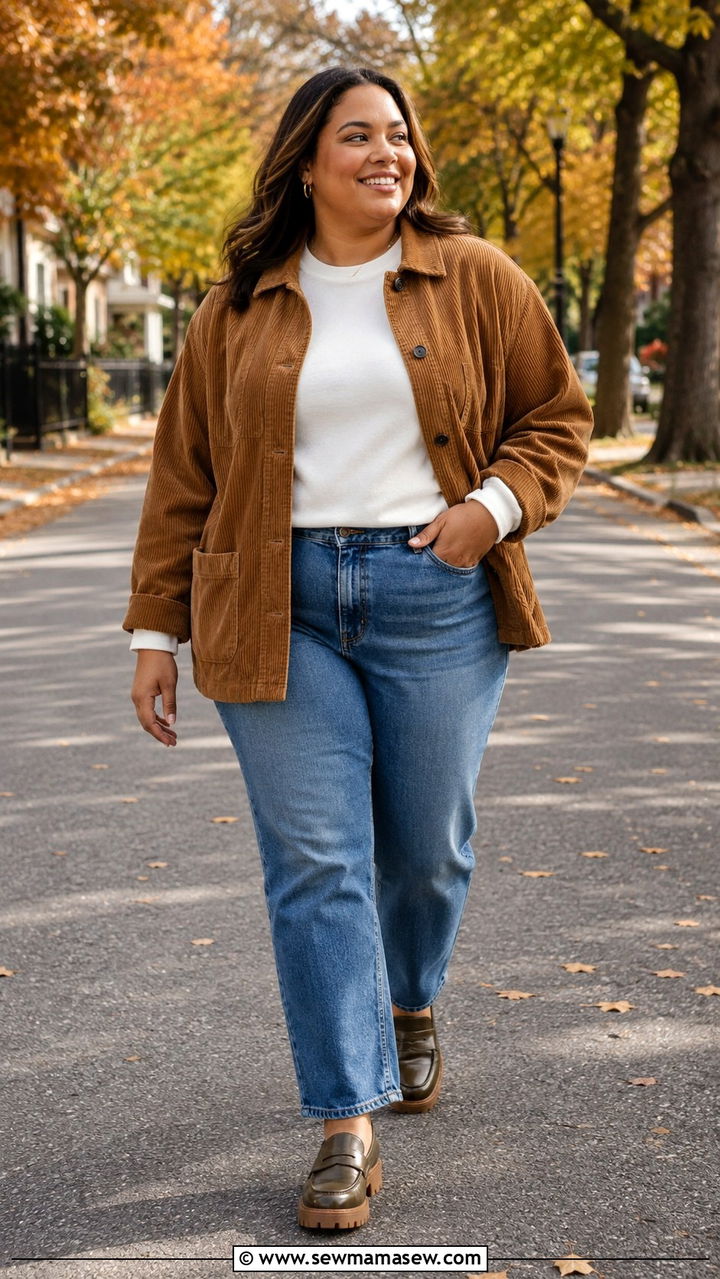 Plus Size Corduroy Jacket And Jeans Outfit From Target - 20 Plus size from Target
