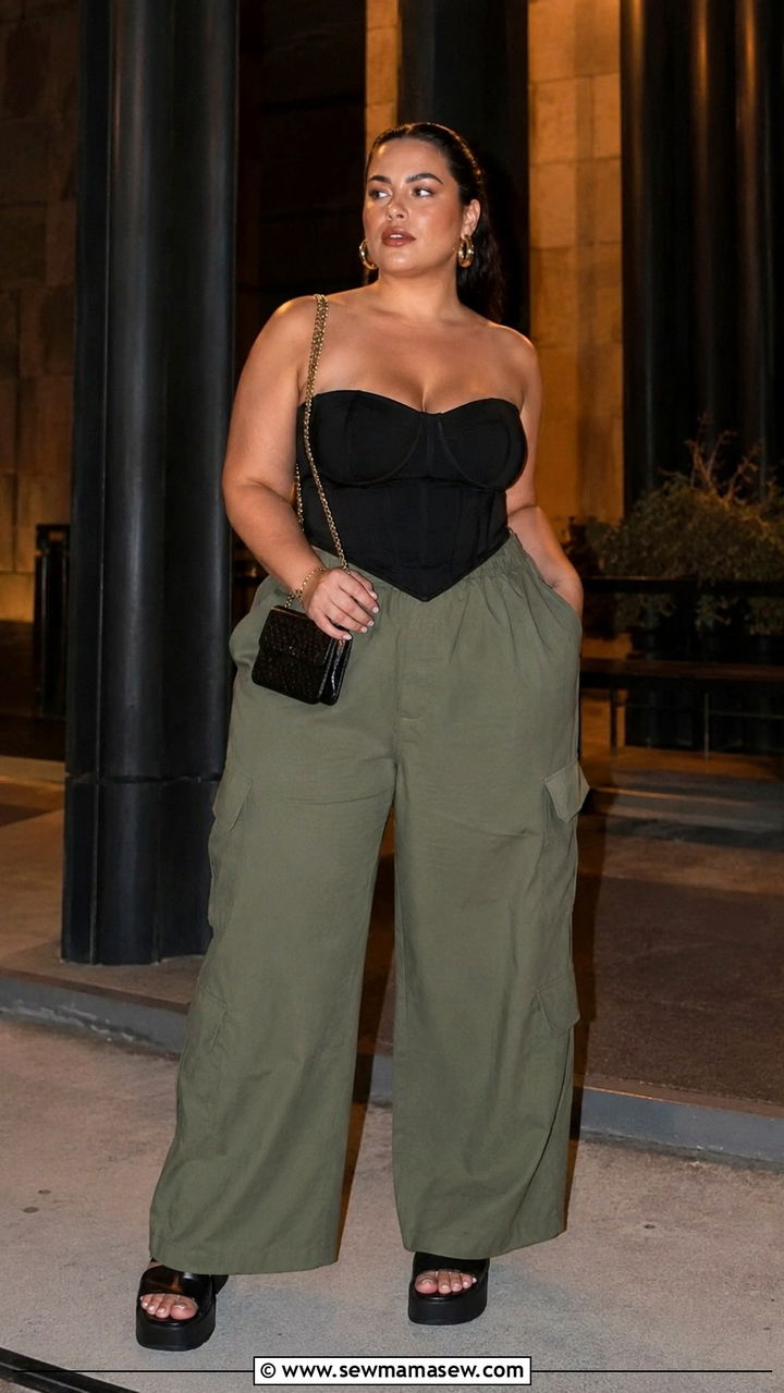 Plus Size Corset Top And Wide Leg Pants Summer Outfit - 25 Plus size outfit ideas size 14 summer
