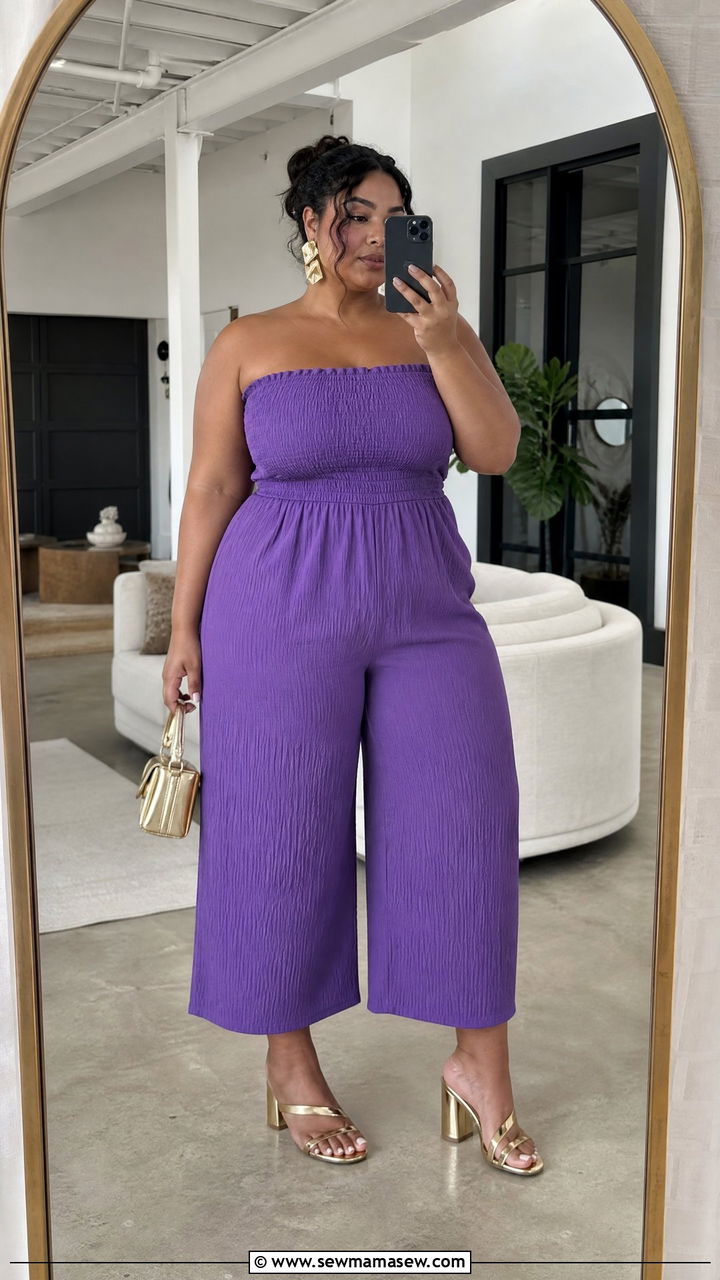 Plus Size Cropped Jumpsuit with Block Heels Outfit - 25 Jumpsuit outfit ideas plus size