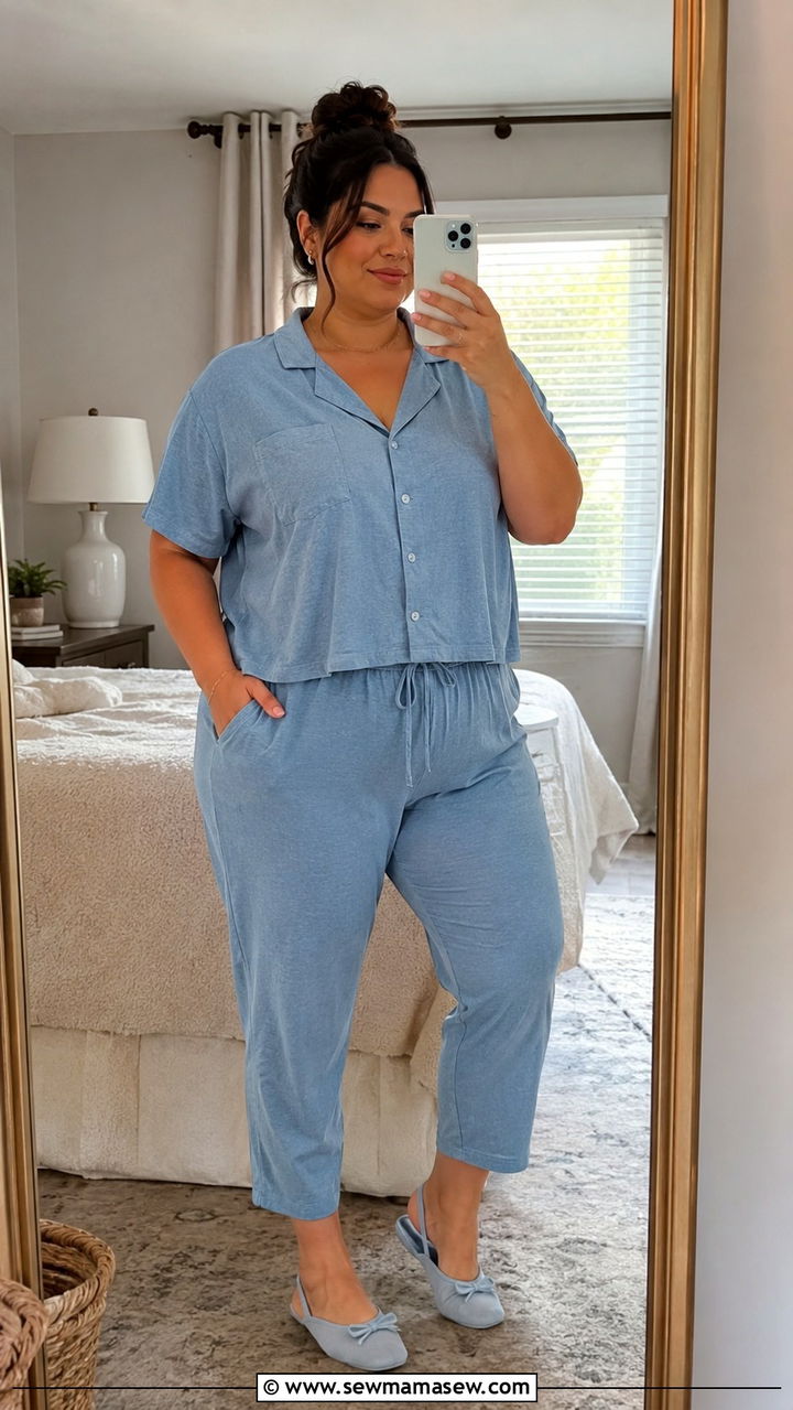Plus Size Cropped Pajama Set - 30 Plus size pajama outfit ideas