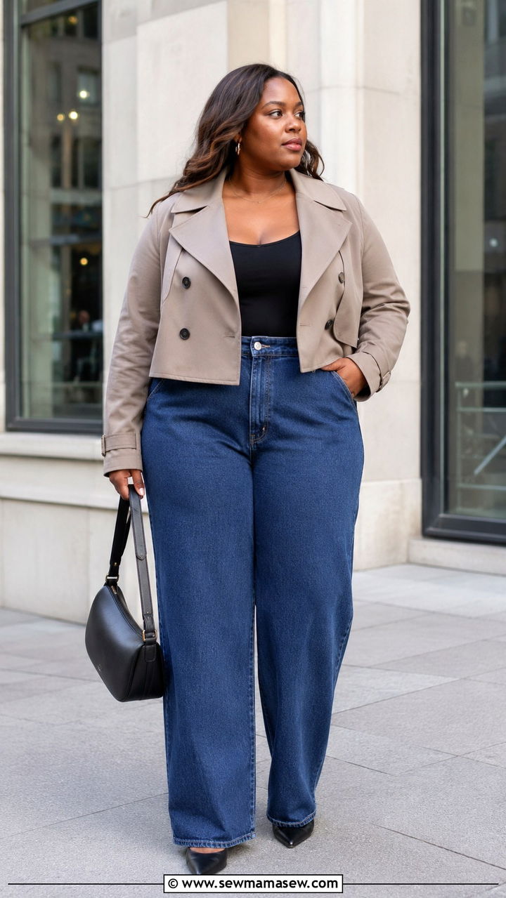 Plus Size Cropped Trench Coat Outfit - 30 Plus size outfit ideas with trench coat