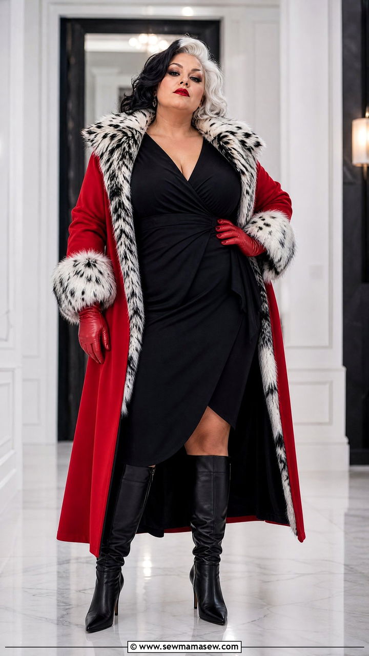 Plus Size Cruella de Vil Chic Villain Outfit - 30 Plus size Disney outfit ideas