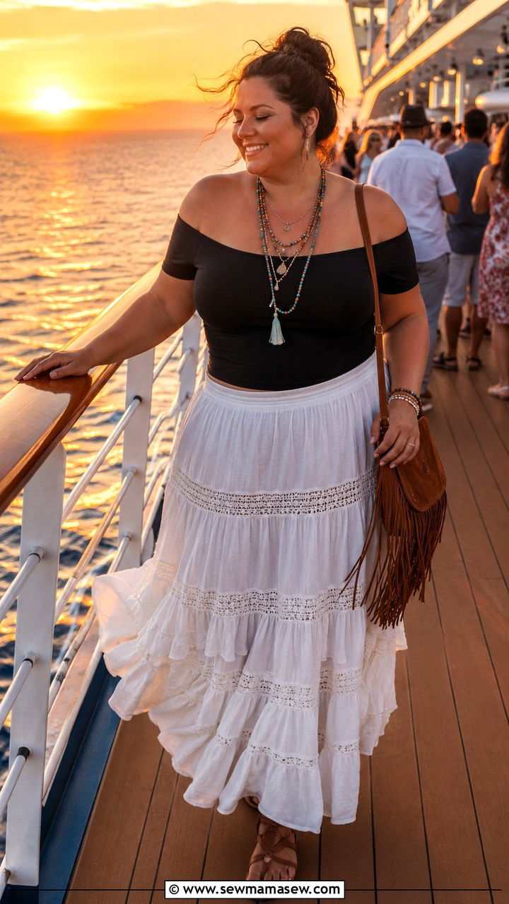 Plus Size Cruise Boho Maxi Skirt Outfit - 30 Plus size cruise outfit ideas