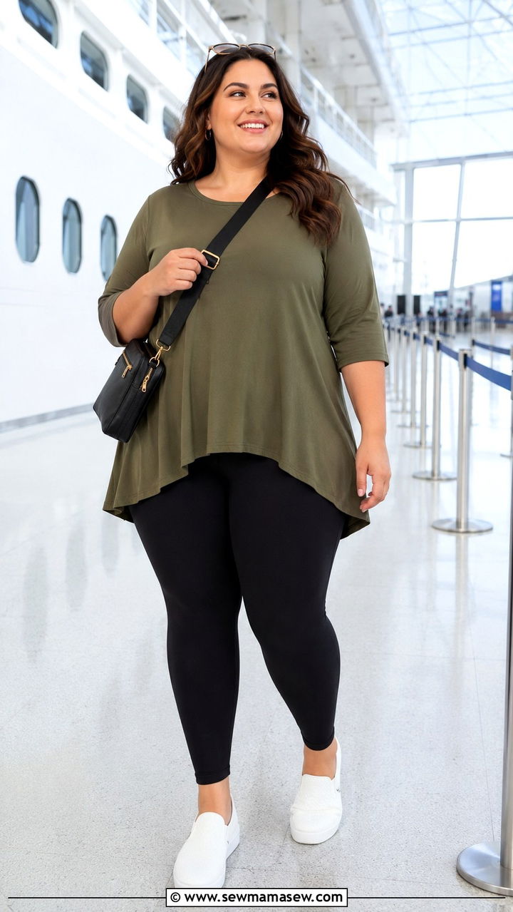 Plus Size Cruise Leggings and Tunic Outfit - 30 Plus size cruise outfit ideas