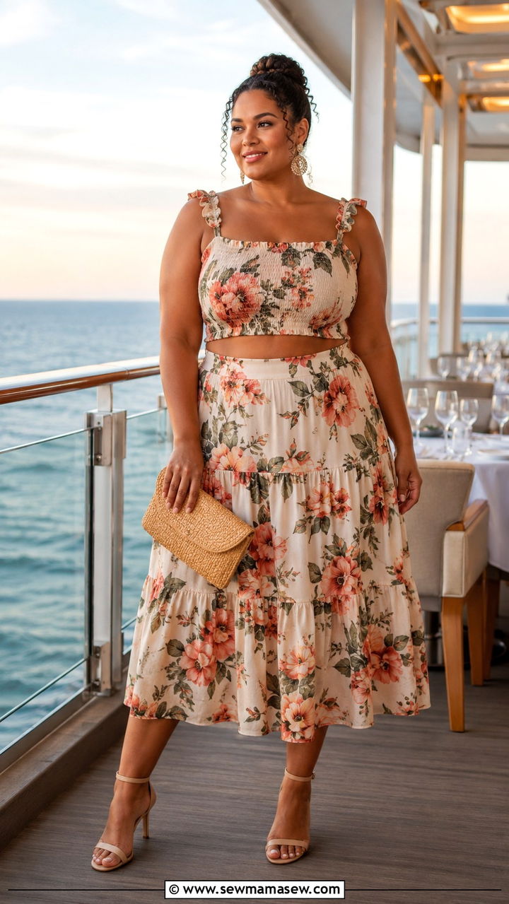 Plus Size Cruise Matching Two Piece Set - 30 Plus size cruise outfit ideas