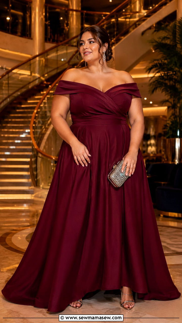 Plus Size Cruise Off Shoulder Formal Gown - 30 Plus size cruise outfit ideas