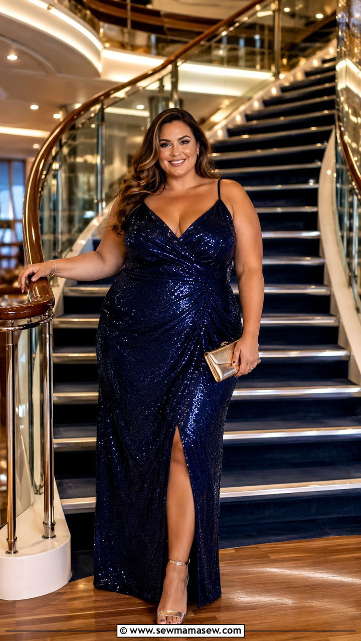 Plus Size Cruise Sequin Maxi Dress Outfit - 30 Plus size cruise outfit ideas