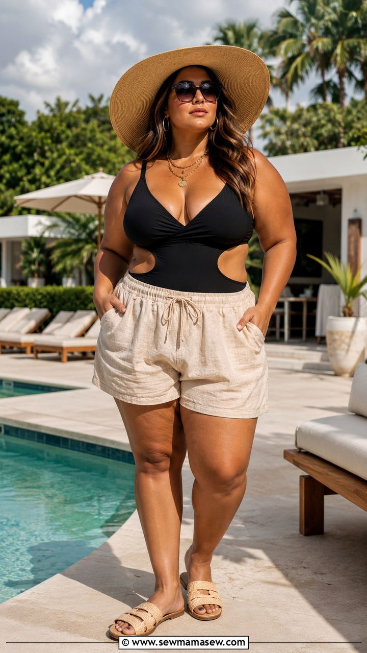 Plus Size Cut Out One Piece Pool Outfit - 25 Plus size pool outfits