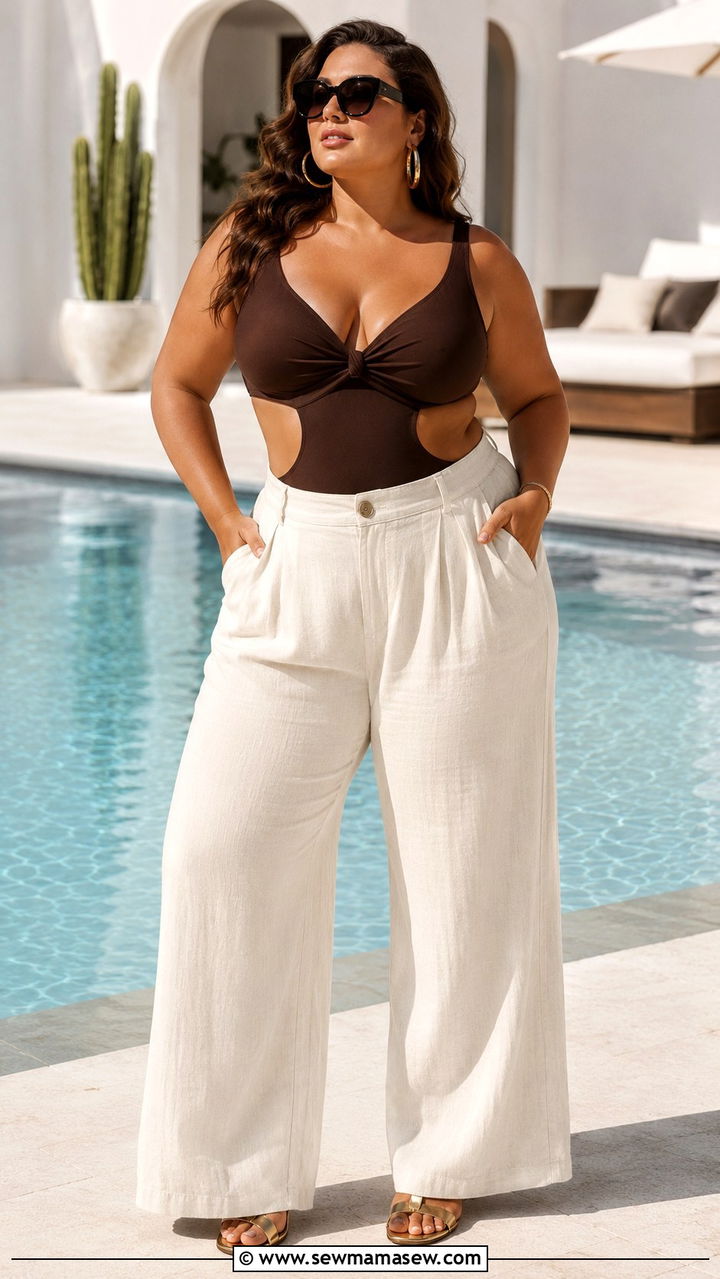 Plus Size Cut Out One Piece Swimsuit Vacation Outfit - 25 Vacation outfits for plus size