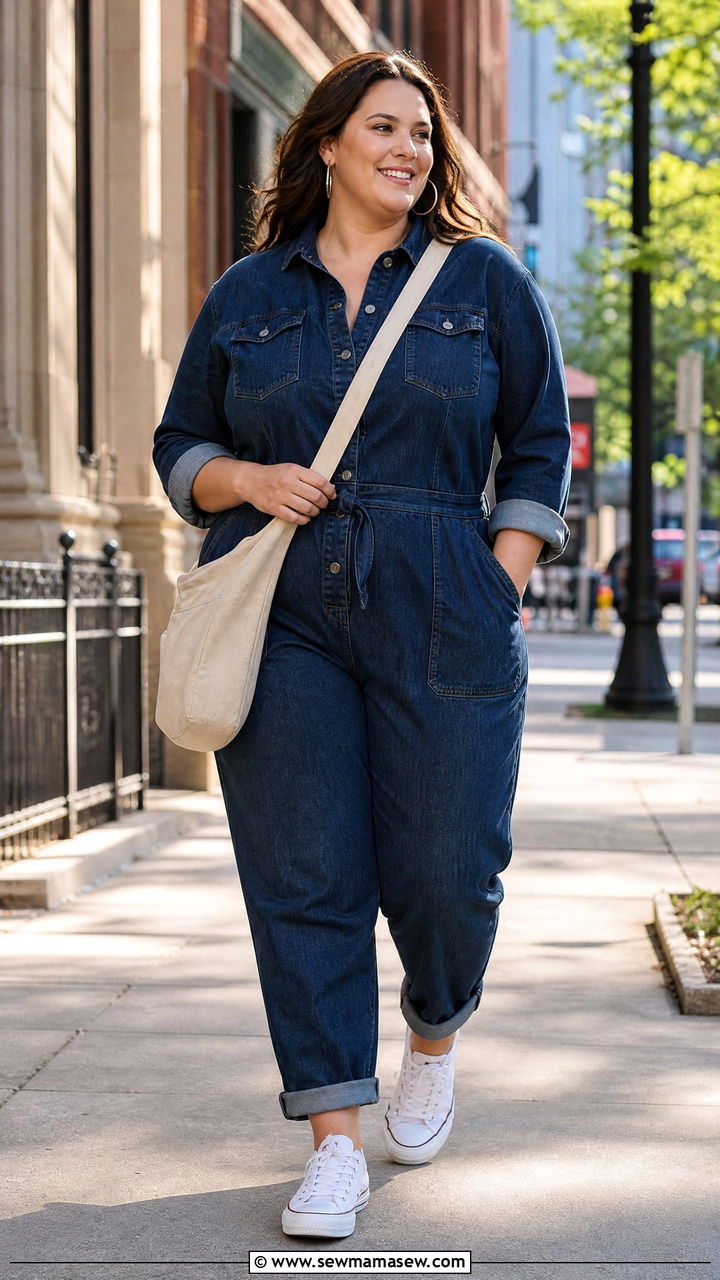 Plus Size Denim Jumpsuit Casual Outfit - 25 Jumpsuit outfit ideas plus size