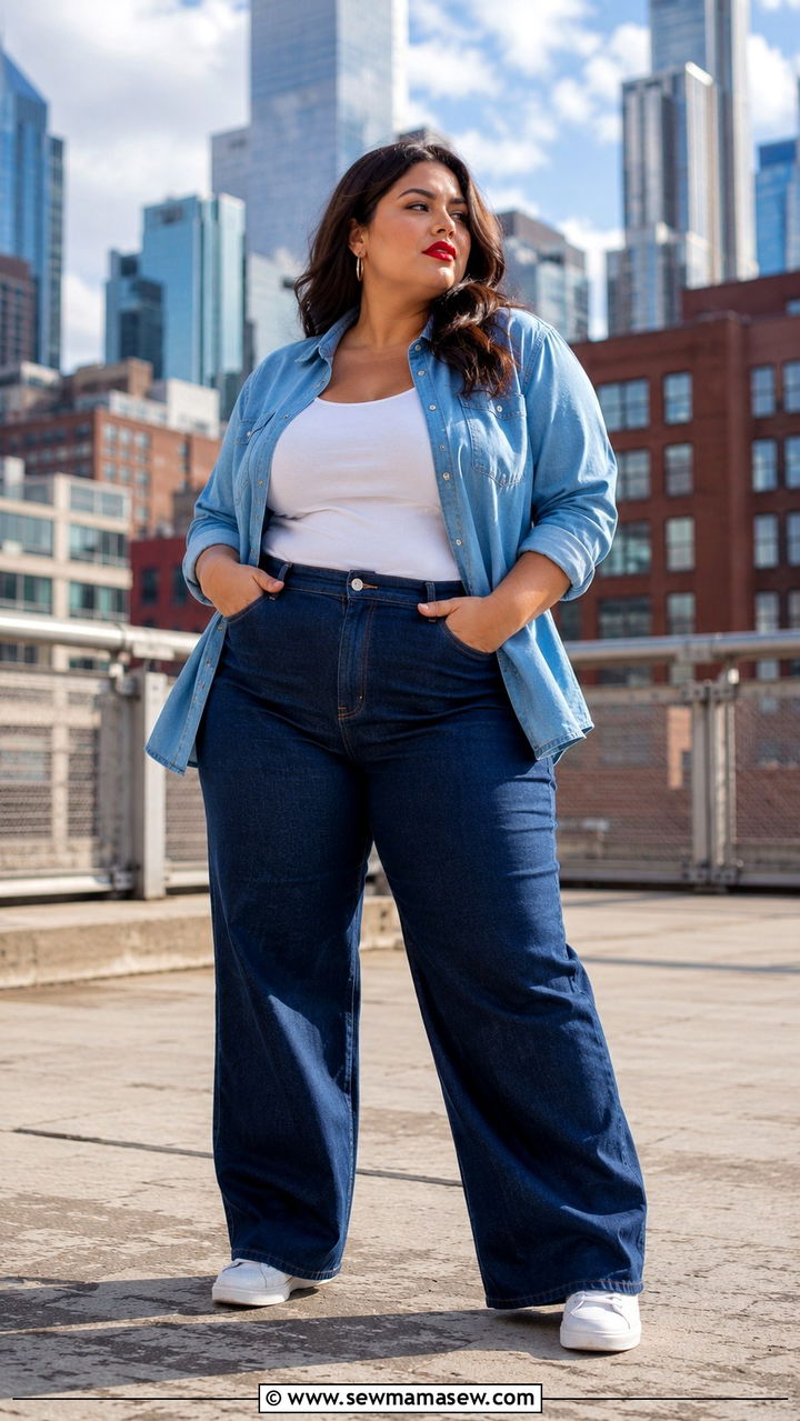 Plus Size Denim On Denim Photoshoot Outfit - 30 Plus size outfit ideas for photoshoot