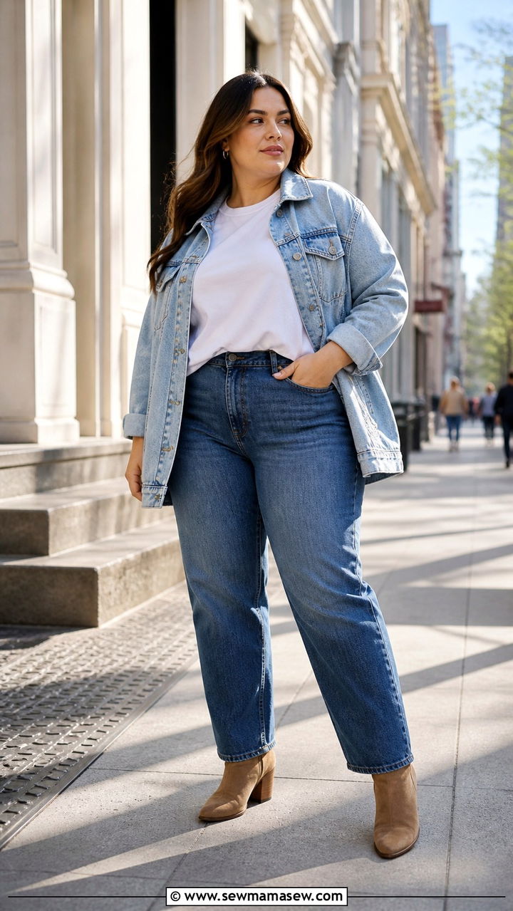 Plus Size Denim on Denim Outfit - 40 Plus size outfit ideas
