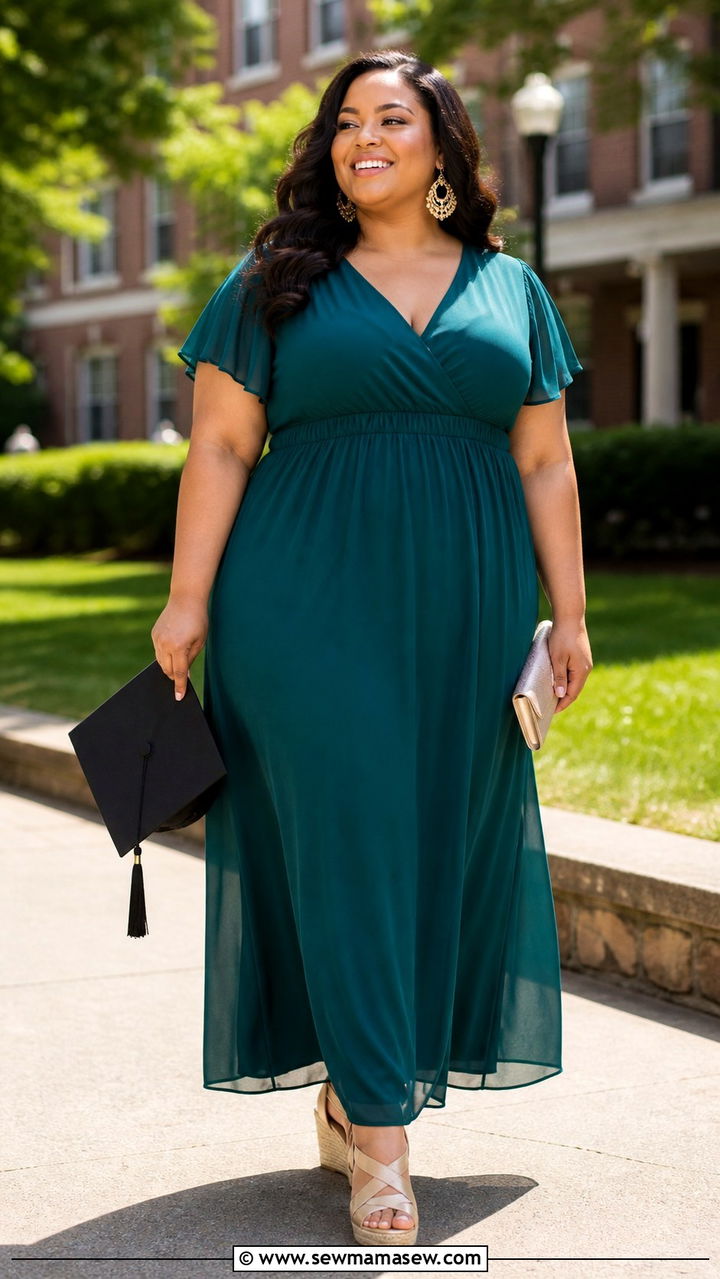 Plus Size Empire Waist Maxi Dress with Wedges - 40 Graduation outfit ideas