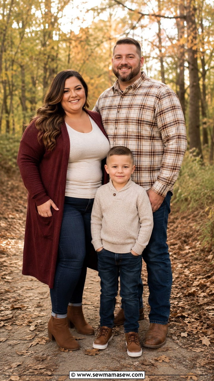 Plus Size Fall Family Photo Outfit with Coordinating Cardigan - 30 Plus size photoshoot outfit ideas