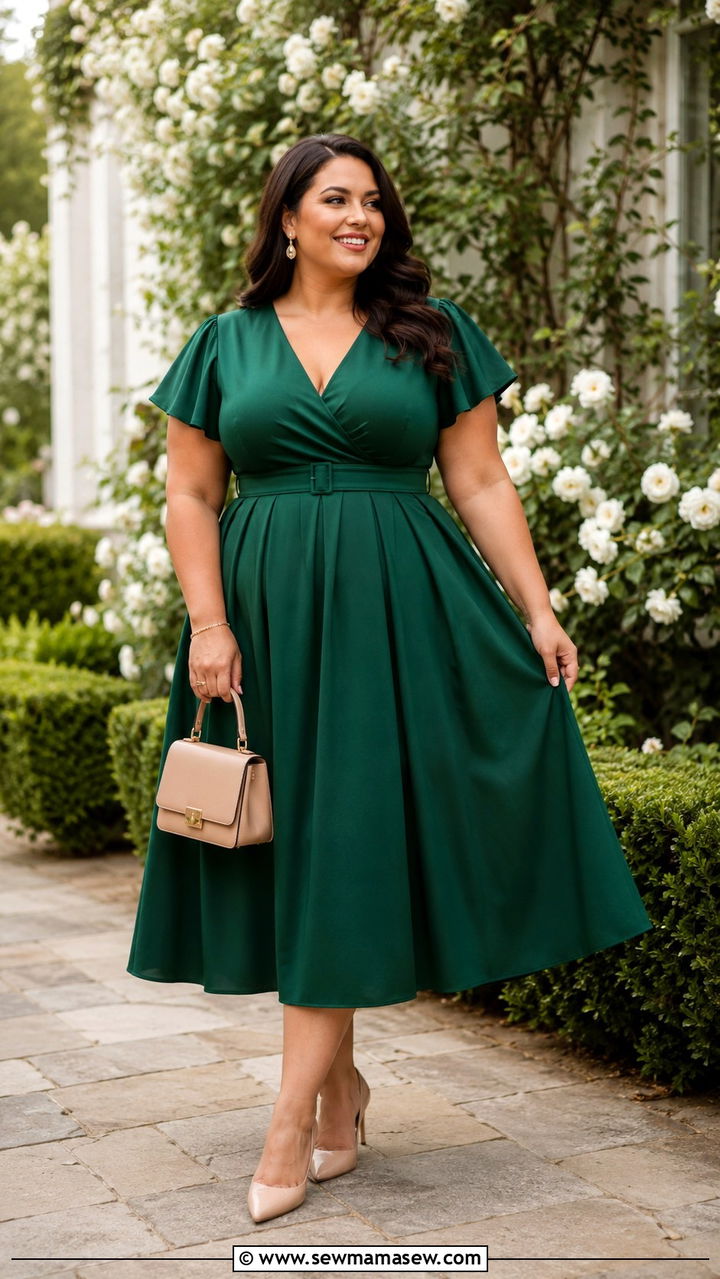 Plus Size Fit and Flare Dress and Classic Pumps - 25 Plus size outfit ideas French girl