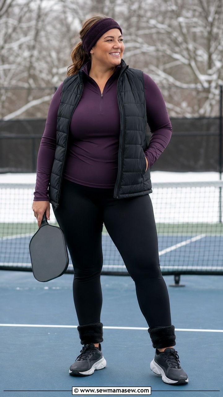 Plus Size Fleece Lined Leggings Winter Pickleball Outfit - 25 Pickleball outfit ideas plus size