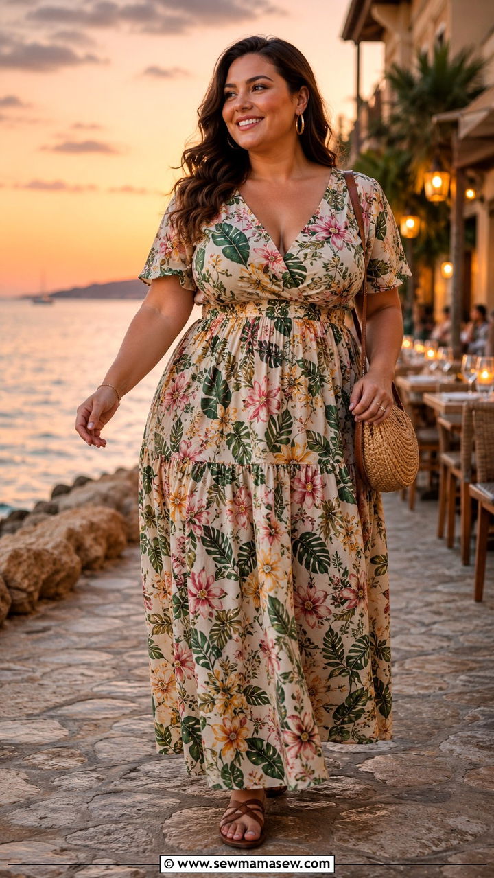 Plus Size Floral Maxi Dress for Summer Outfit - 25 Plus size outfit ideas for 12-14