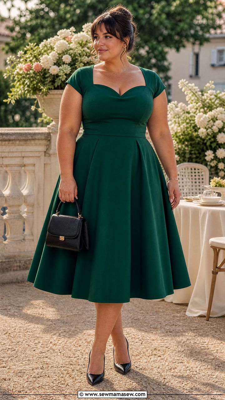 Plus Size French Girl Fit and Flare Dress - 25 French girl outfit ideas plus size