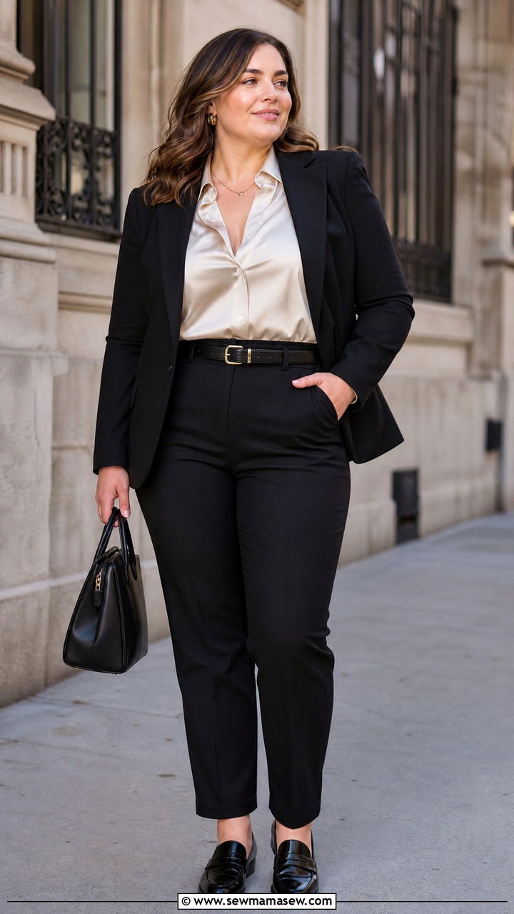 Plus Size French Girl Loafers and Tailored Separates - 25 French girl outfit ideas plus size
