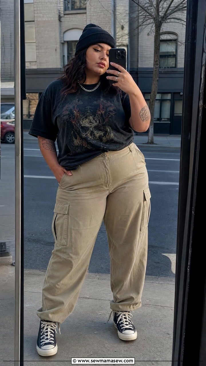 Plus Size Graphic Tee And Cargo Pants Outfit - 25 Plus size outfit ideas aesthetic