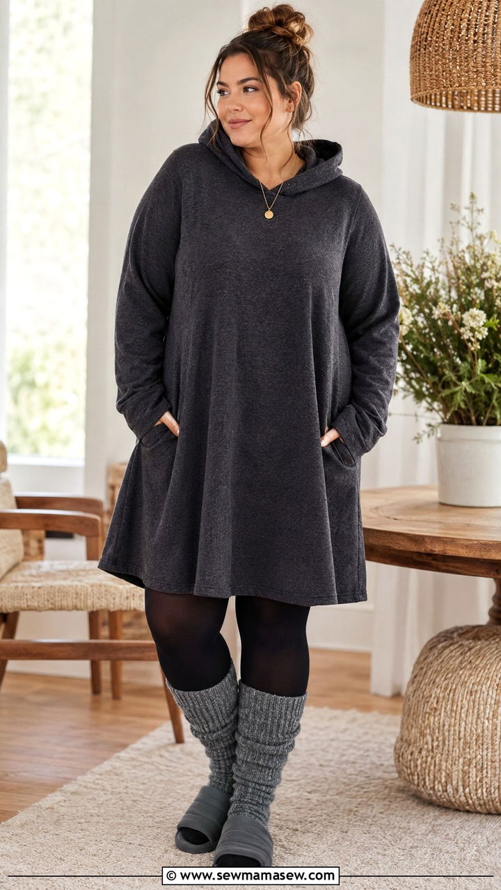 Plus Size Hooded Lounge Dress - 30 Plus size loungewear outfits