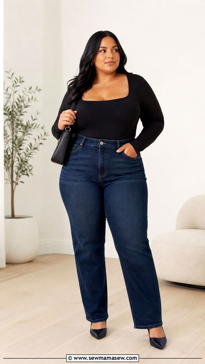 Plus Size Hourglass Bodysuit Jeans - 25 Outfit ideas for hourglass figure plus size