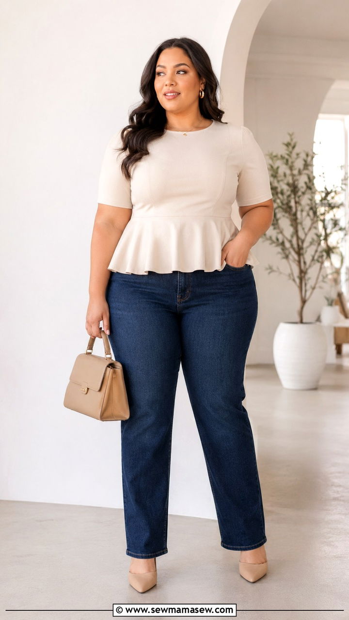 Plus Size Hourglass Peplum Top Outfit - 25 Outfit ideas for hourglass figure plus size