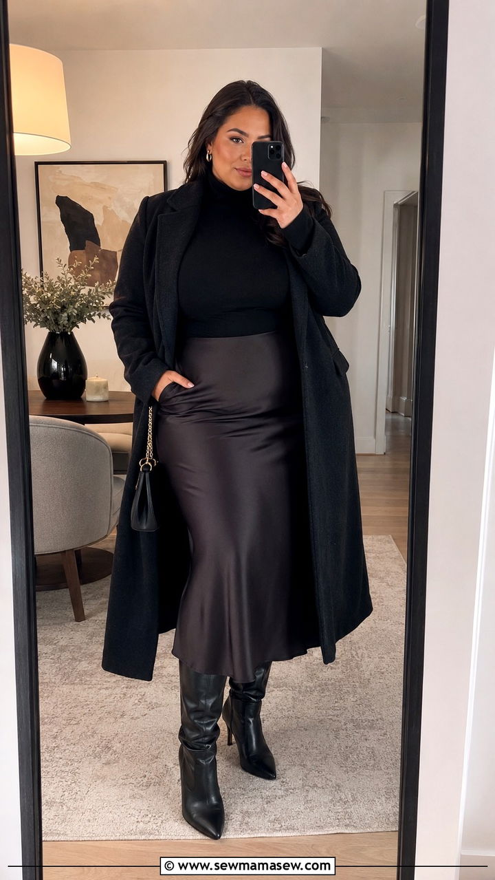 Plus Size Hourglass Turtleneck Midi Skirt - 25 Outfit ideas for hourglass figure plus size