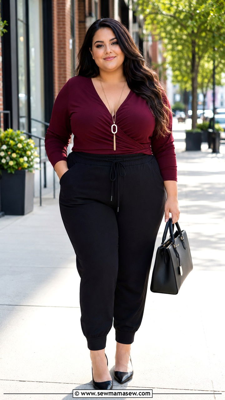 Plus Size Joggers With Wrap Top - 30 chic joggers outfit ideas