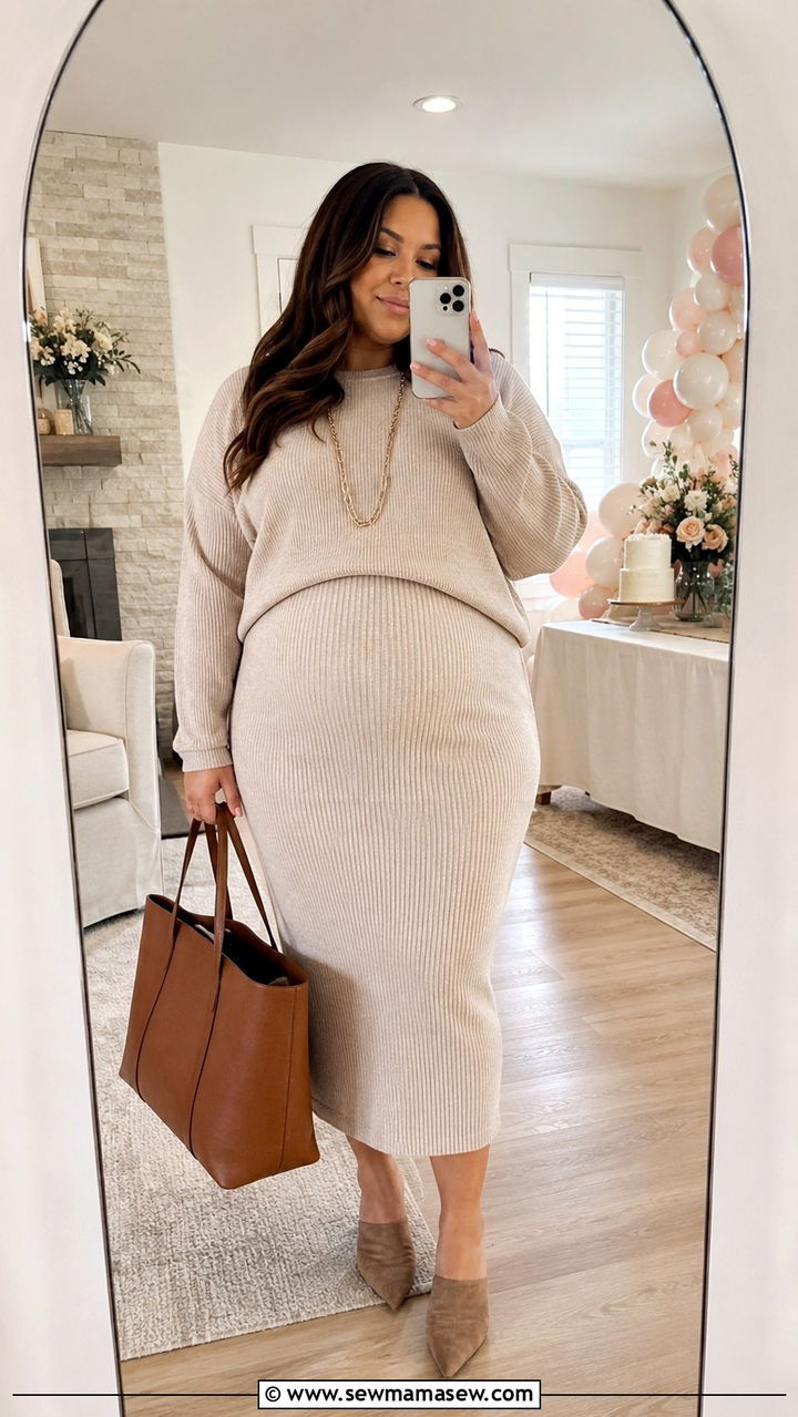 Plus Size Knit Co Ord Set Baby Shower Outfit - 30 plus size baby shower outfit ideas