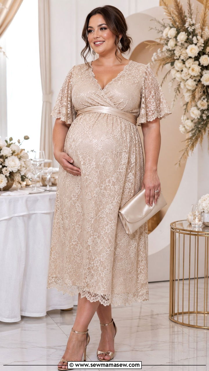 Plus Size Lace Overlay Dress Baby Shower Outfit - 30 plus size baby shower outfit ideas