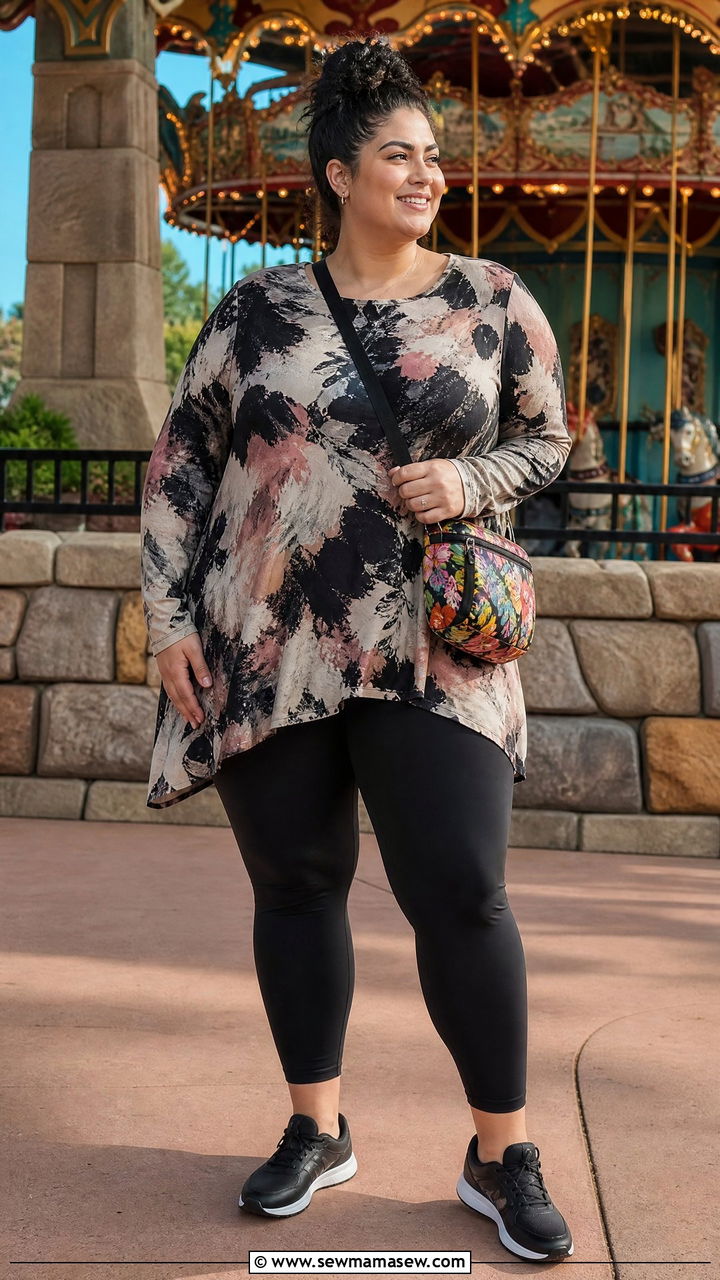 Plus Size Leggings and Tunic Outfit - 40 What to wear in Disneyland