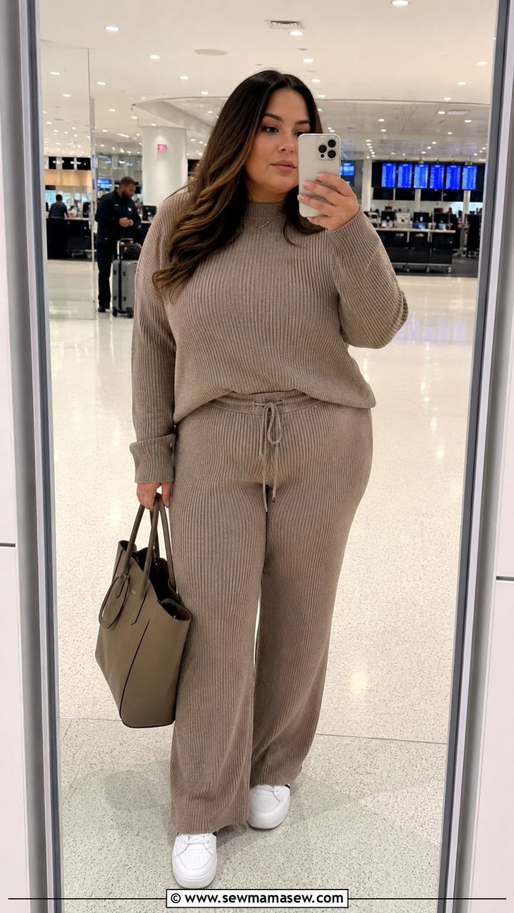 Plus Size Matching Lounge Set Airport Outfit - 30 Plus size airport outfit ideas