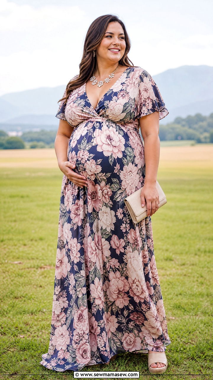 Plus Size Maternity Wedding Guest Maxi Dress - 35 Maternity wedding guest outfits