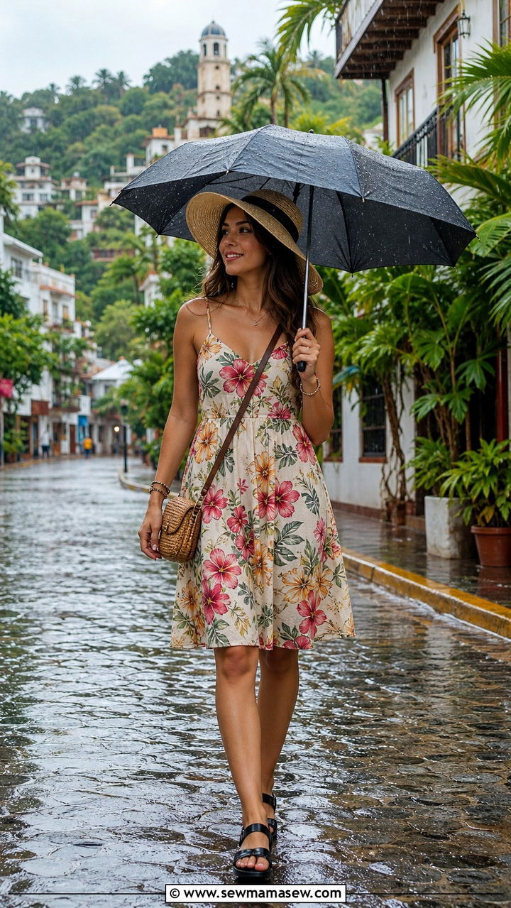 Plus Size Maxi Dress with Wedge Sandals - 40 What to wear in Puerto Vallarta