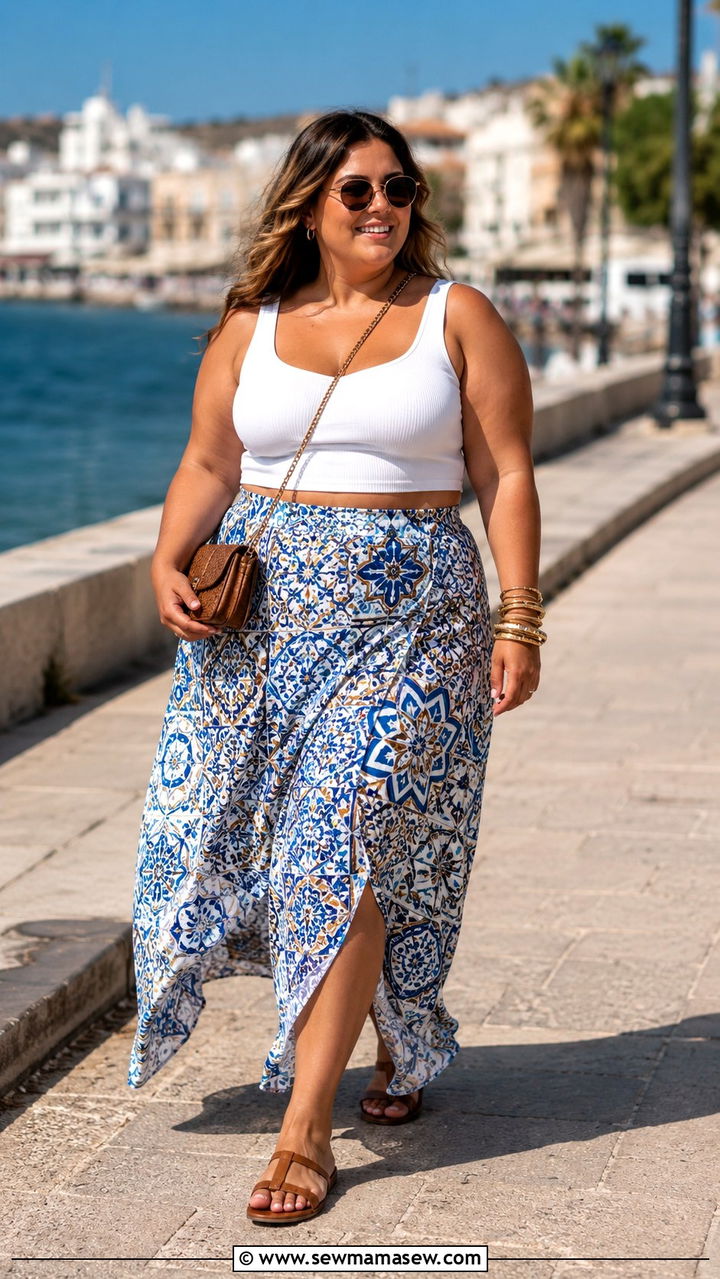 Plus Size Maxi Skirt and Crop Top Vacation Outfit - 25 Vacation outfits for plus size