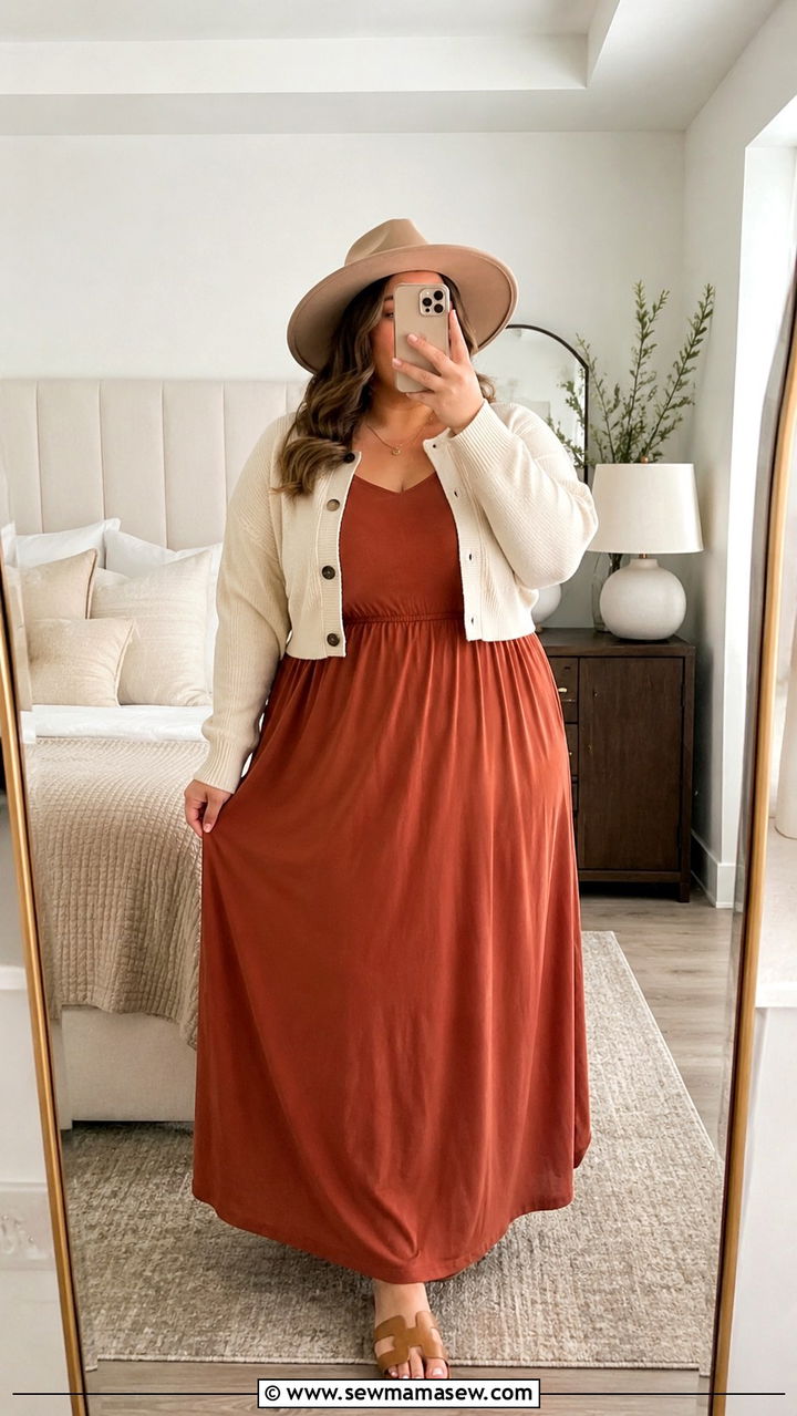 Plus Size Midi Dress With Denim Jacket Outfit - 30 transitional plus size outfit ideas