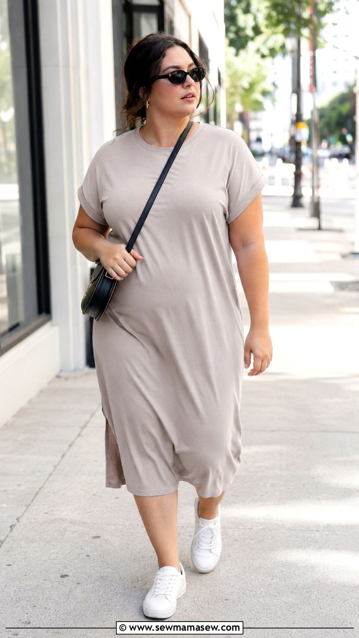 Plus Size Midi Dress With Sneakers - 25 Midi dress plus size outfit ideas