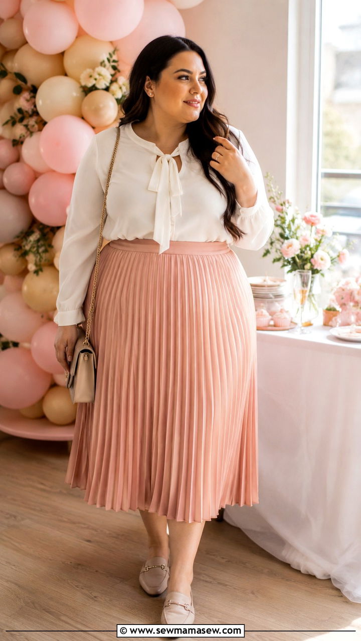 Plus Size Midi Skirt Blouse Baby Shower Outfit - 30 plus size baby shower outfit ideas