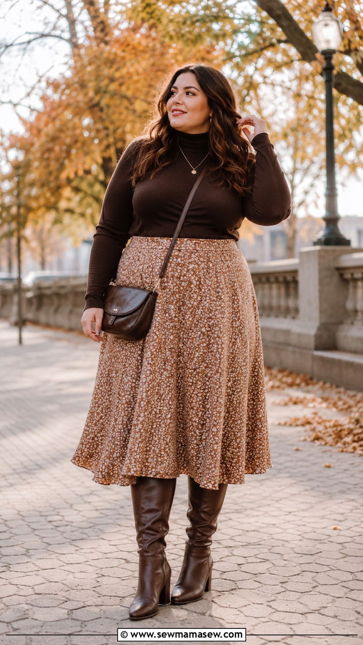 Plus Size Midi Skirt With Boots Size 26 - 25 Plus size outfit ideas size 26