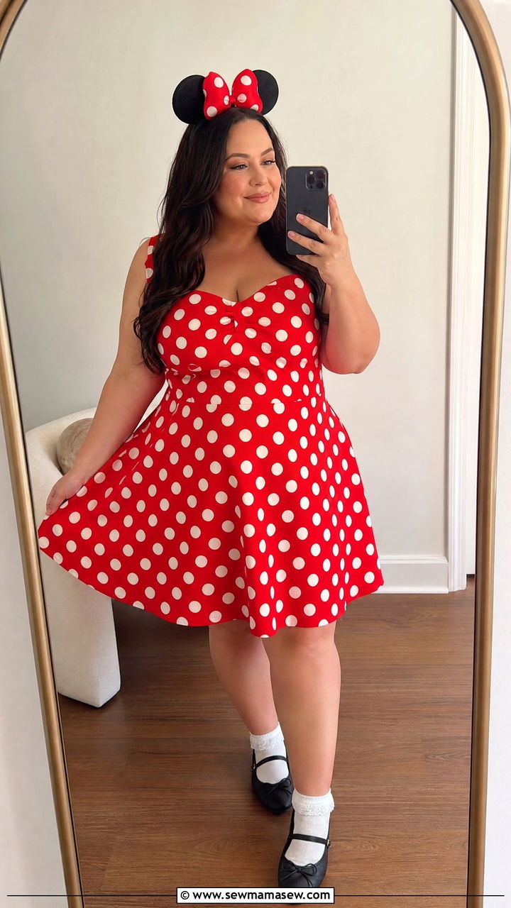 Plus Size Minnie Mouse Polka Dot Dress - 30 Plus size Disney outfit ideas
